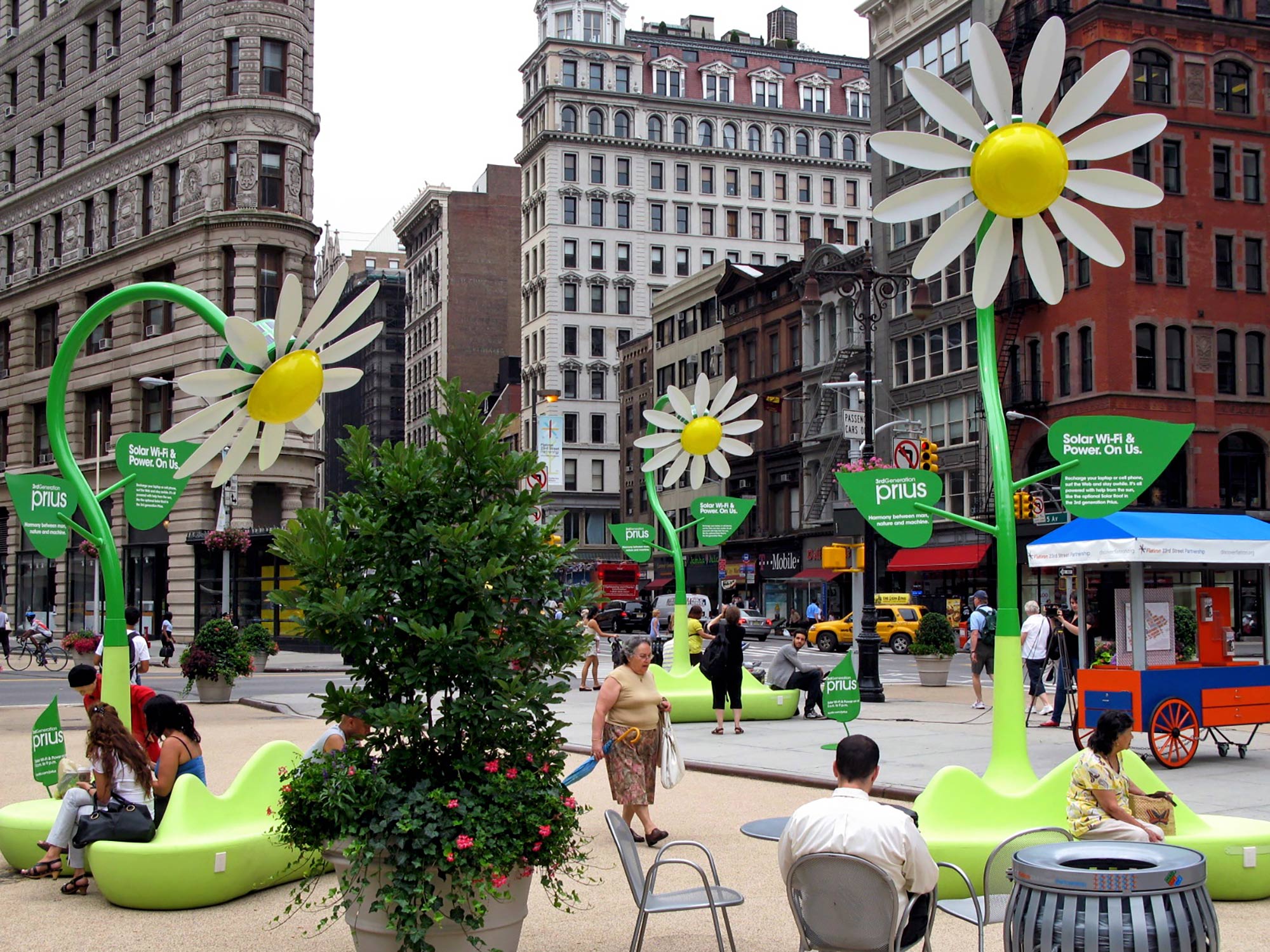 Poetic Kinetics creative public are installations are not just beautiful, they are functional. The Prius Solar Lounge offered a stunning place to sit and charge your electronics through solar power.